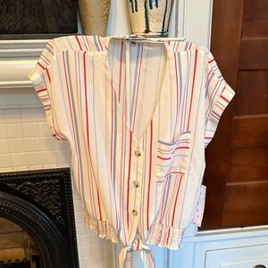 Sweet Rain Multicolor Striped V-Neck Blouse-NWT